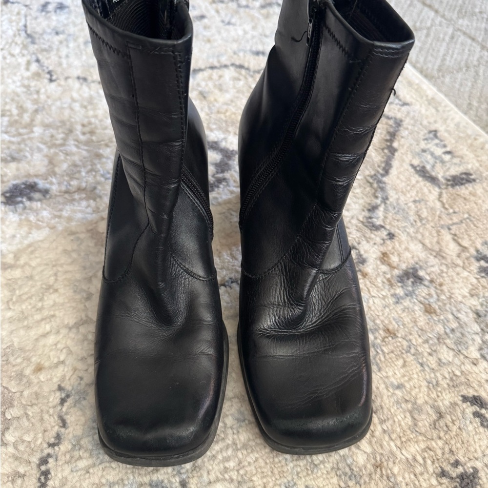 Connie Black Leather Ankle Booties